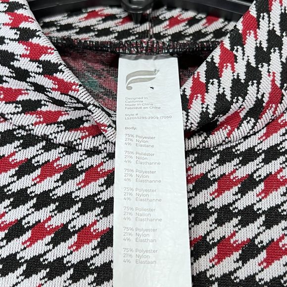 Fabletics Shirt Womens Large Houndstooth Seamless Crop Top Long Sleeve Mock Neck - Picture 8 of 10